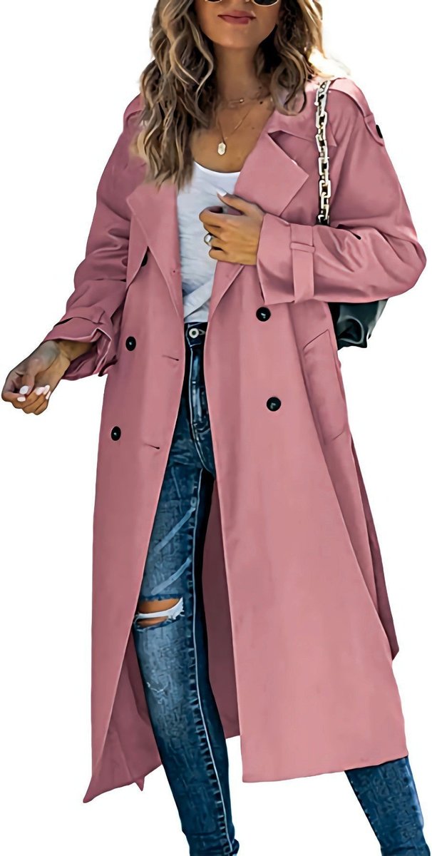 Trench Coat in pink, on model