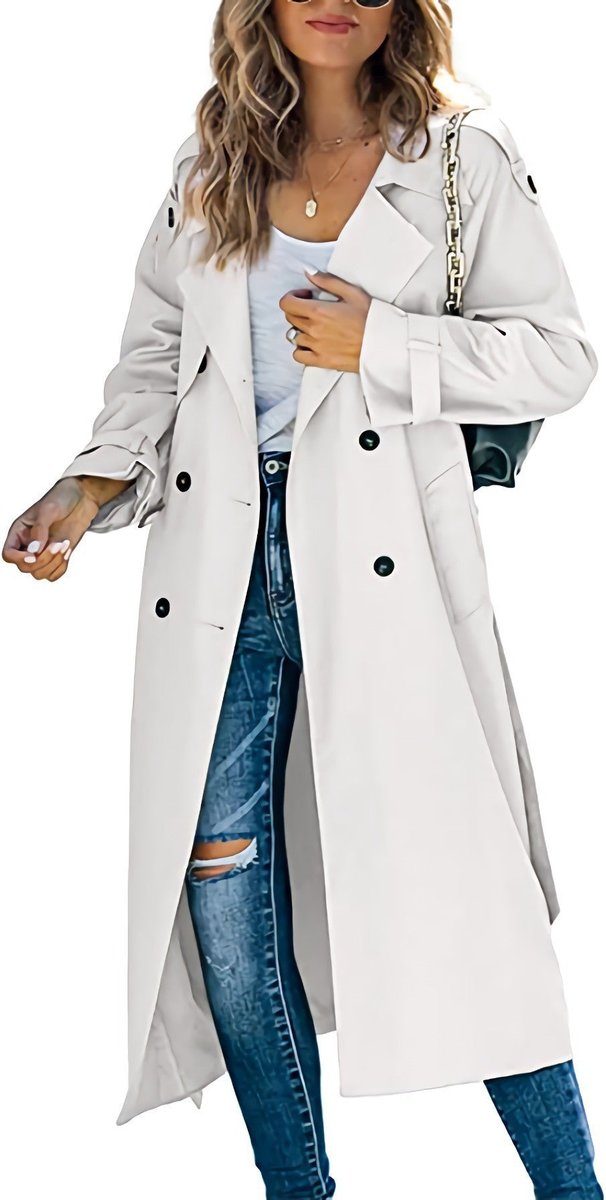 Trench Coat in white, on model, view 2