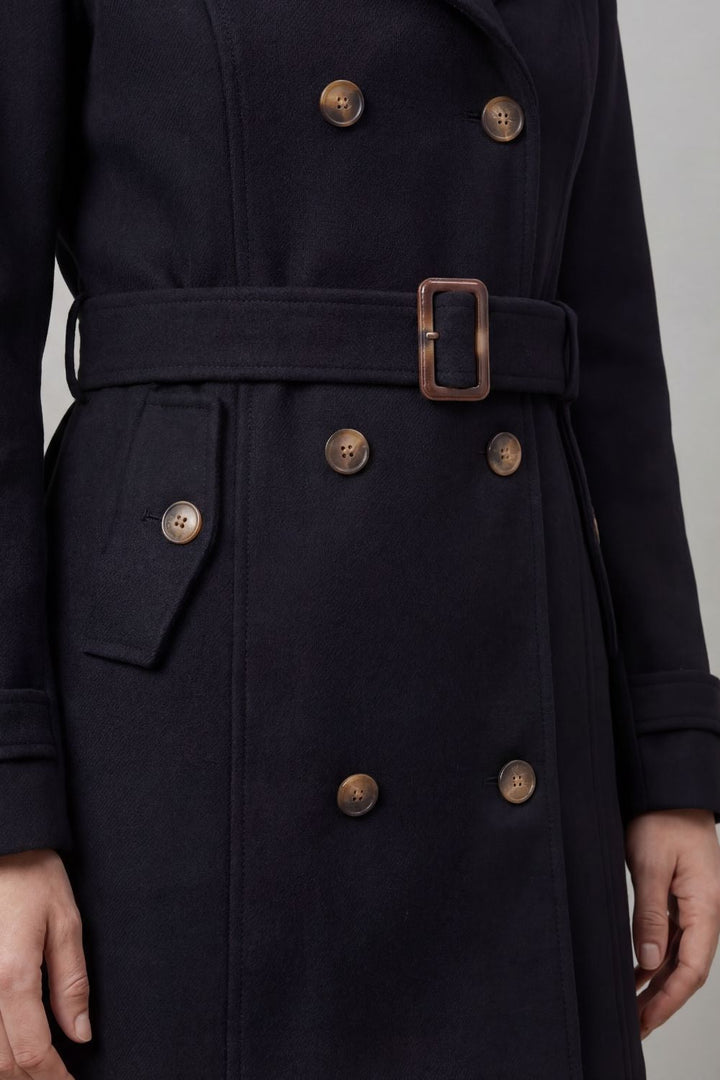 Women's trench coat, hooded belted double breasted, view 4