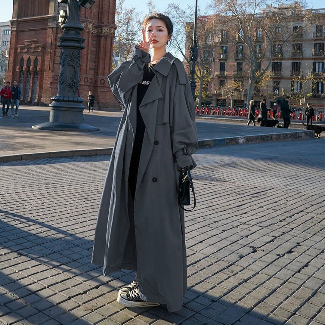 Trench Coat in charcoal, on model, view 2