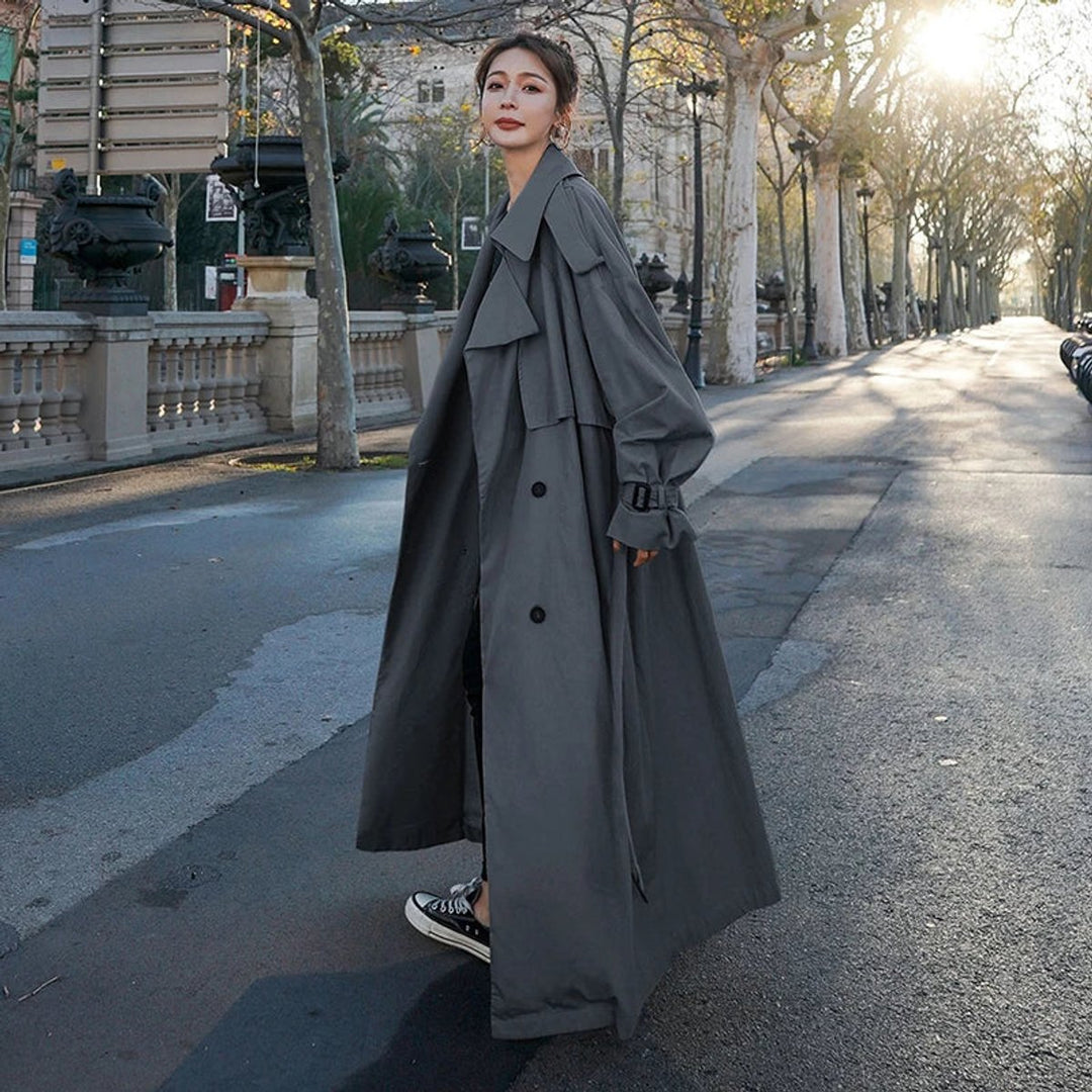 Trench Coat in charcoal, on model, view 3