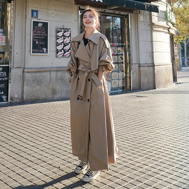 Trench Coat in khaki, on model, view 2