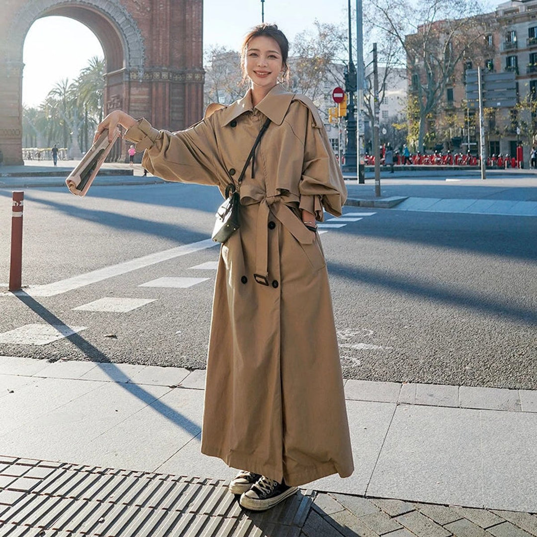 Trench Coat in khaki, on model, view 3