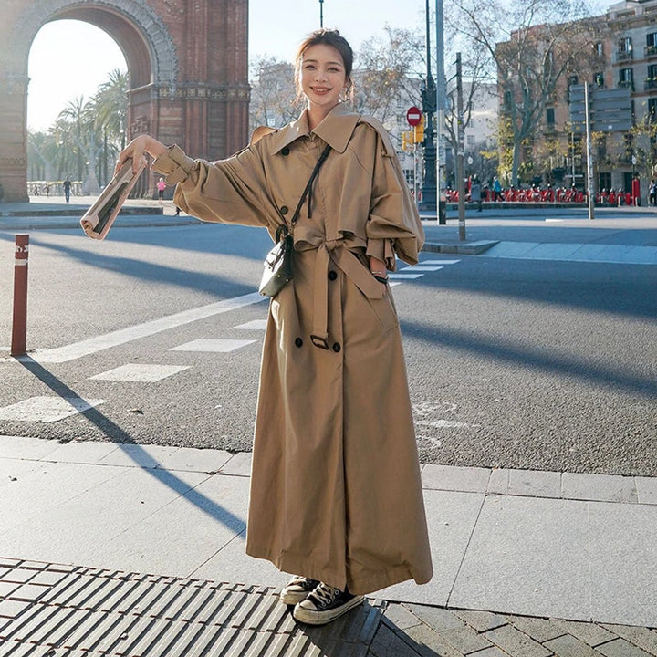 Trench Coat in khaki, on model, view 3
