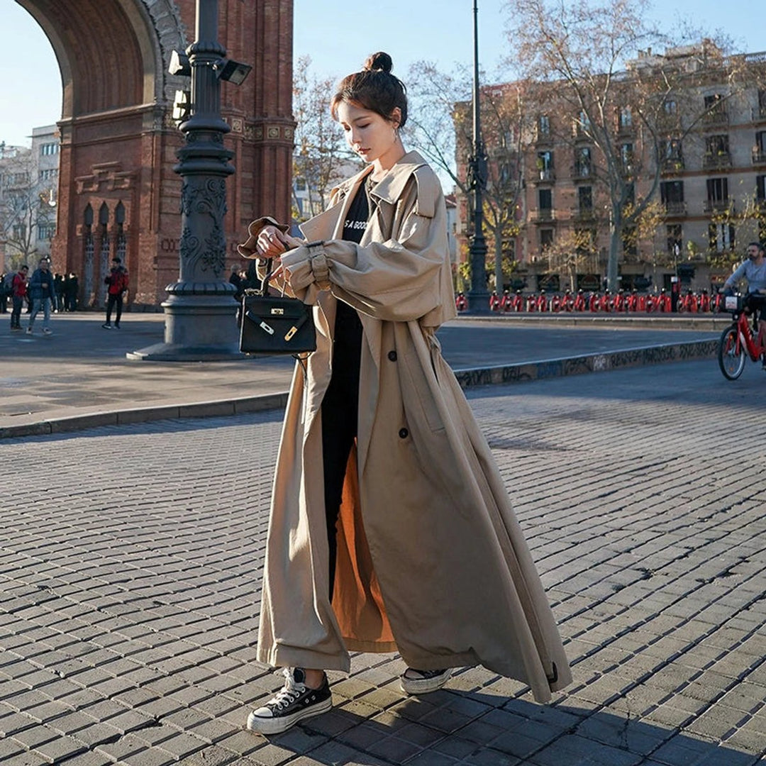 Trench Coat in khaki, on model, view 4