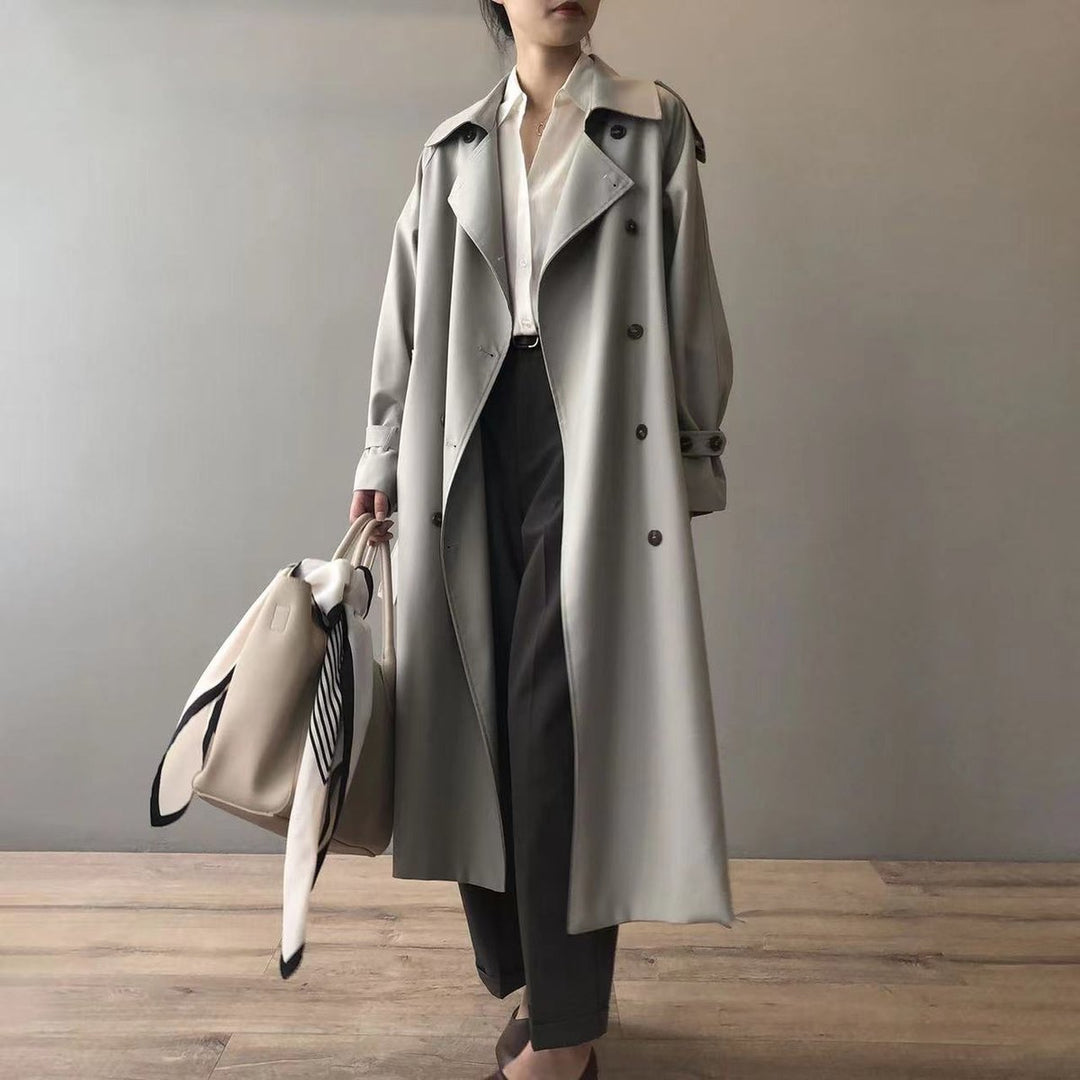 Trench Coat in grey, on model, view 2
