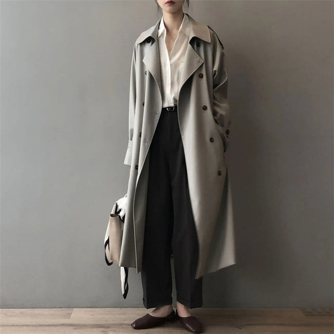Trench Coat in grey, on model, view 3