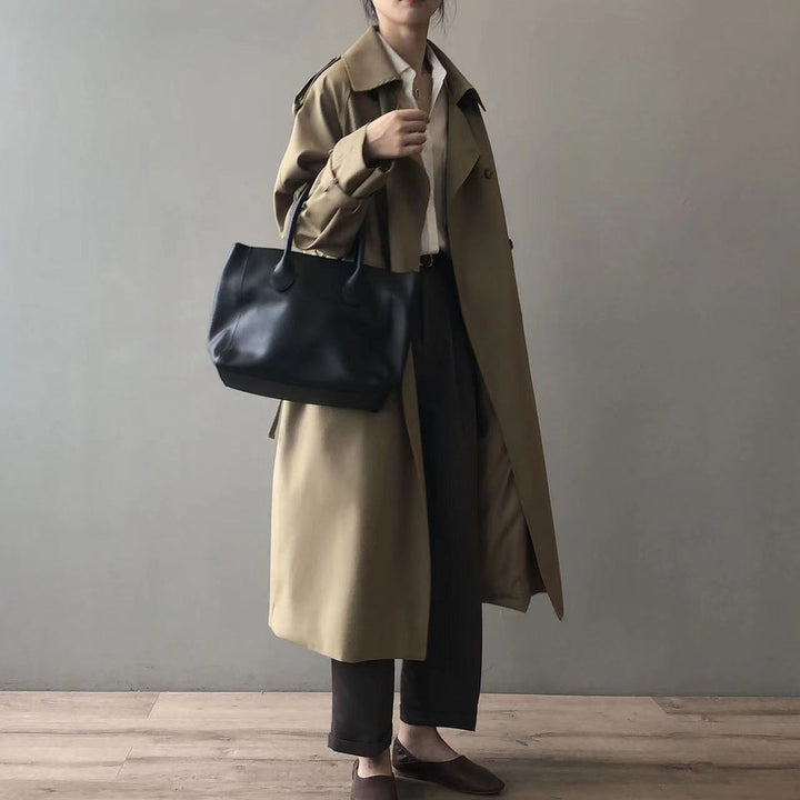 Trench Coat in khaki, on model, view 2