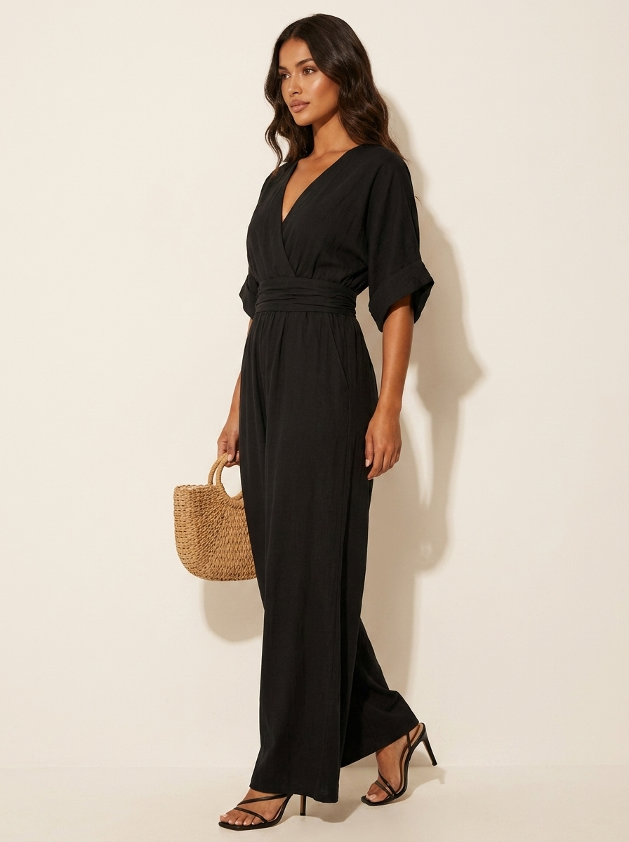 Women's jumpsuit, v neck cinched waist, view 10