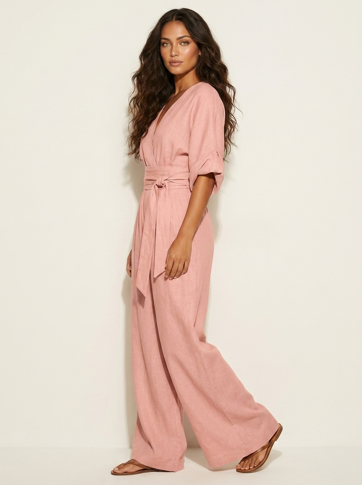 Women's jumpsuit, v neck cinched waist, view 12