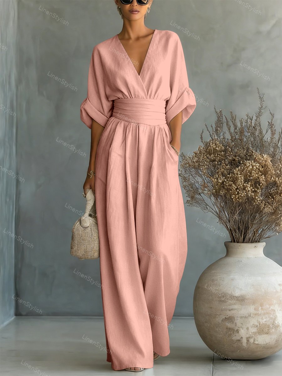 Women's jumpsuit, v neck cinched waist, view 13