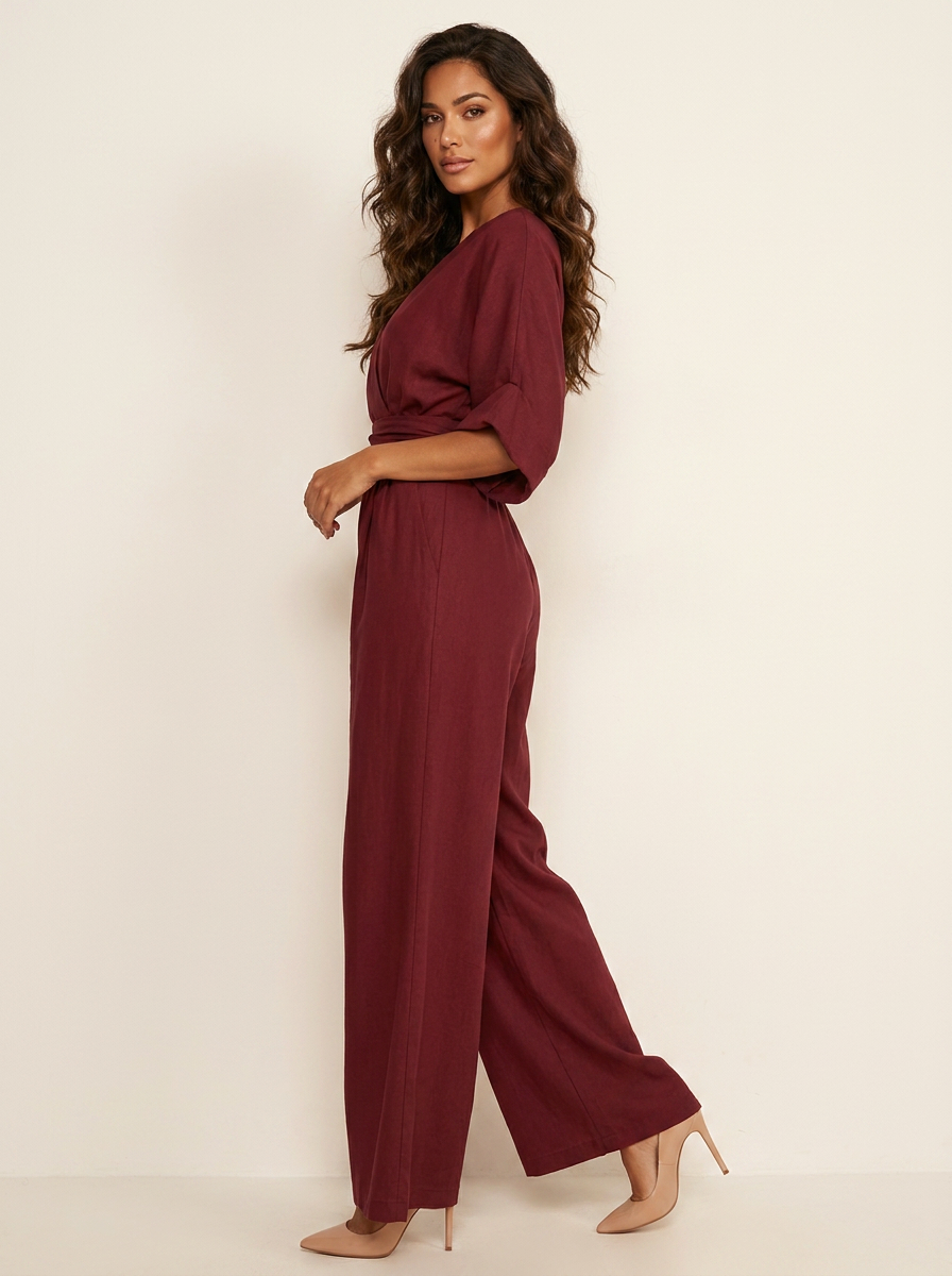 Women's jumpsuit, v neck cinched waist, view 14