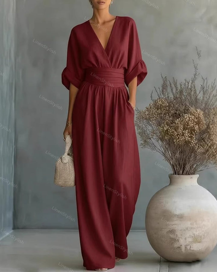 Women's jumpsuit, v neck cinched waist, view 15