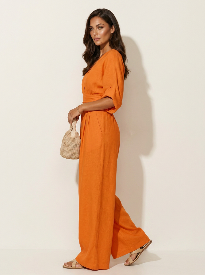 Women's jumpsuit, v neck cinched waist, view 16