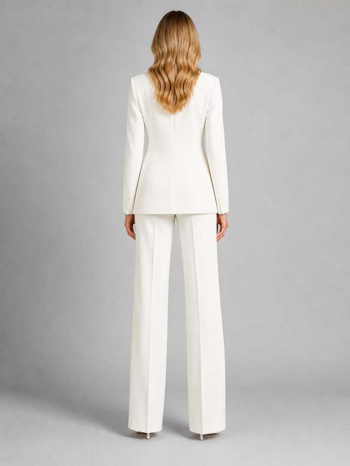 Women's trouser suit, single button blazer two piece, view 1