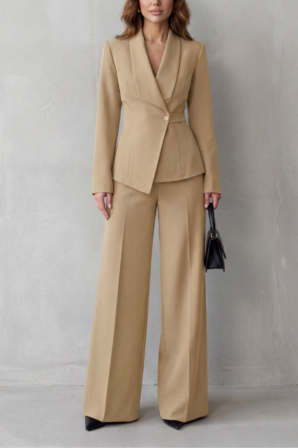 Women's trouser suit, wide leg two piece, view 1